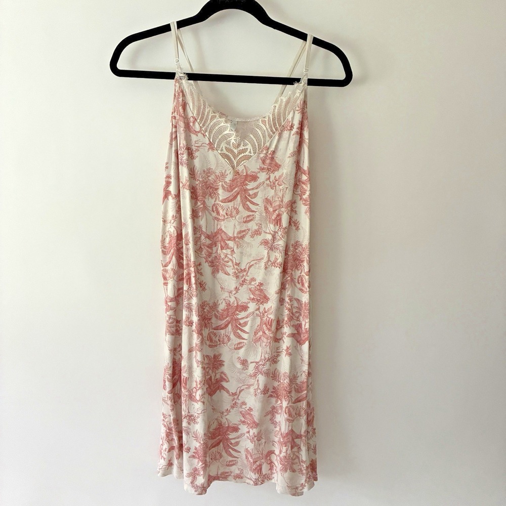 Antigel Lise Charmel Jungle de Jouy Pink Floral Toile Nightdress Small Chemise